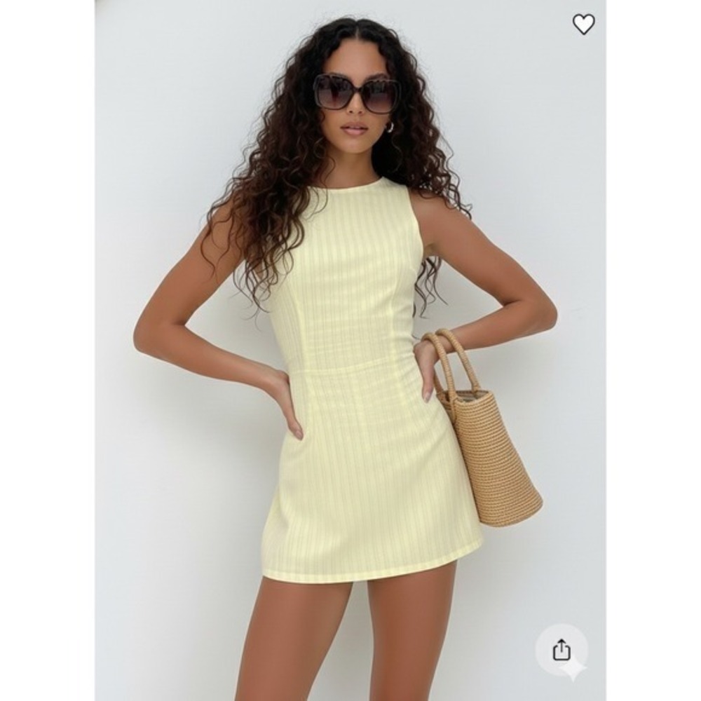 Princess Polly Yumiko Pastel Yellow Textured Sleeveless A-Line Mini Romper US 2